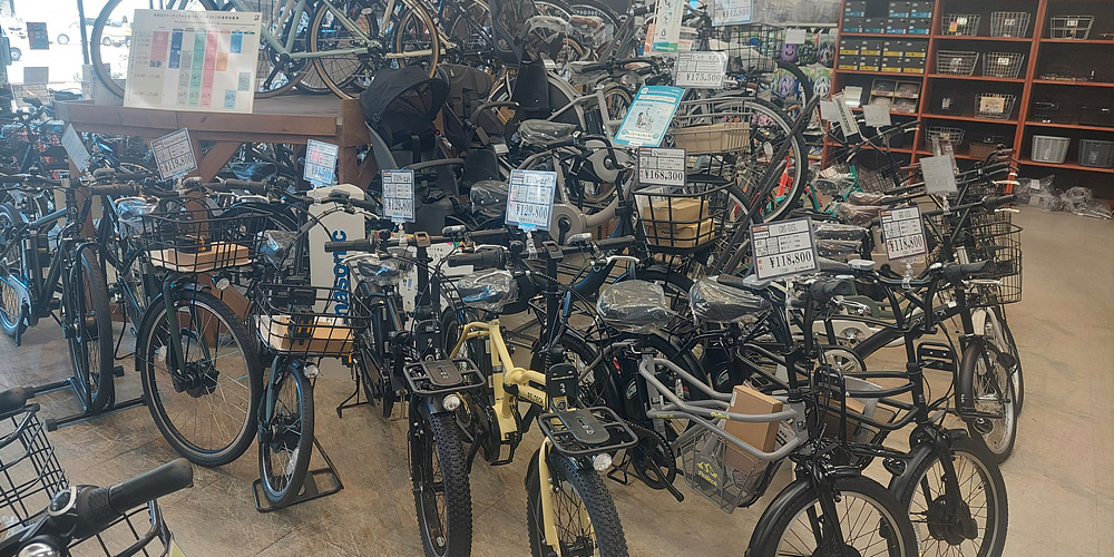 広島県福山市のサイクルショップ自転車BOX御門店の店頭