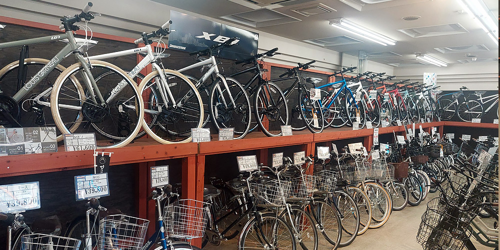 広島県福山市のサイクルショップ自転車BOX御門店の店頭